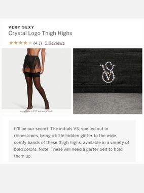 Victoria's secret very sexy logo shine thigh-high stockings BLACK XLARGE